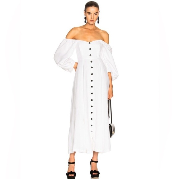 Mara Hoffman “Mika” Dress Size 4 White Linen Blend Elegant Boho Chic - Picture 2 of 7